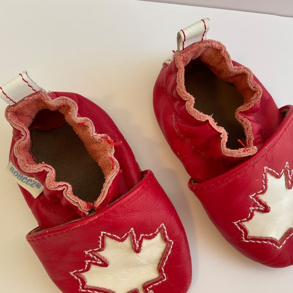Robeez Canadian Maple Leaf Leather Baby Shoes Size 0-6 Months - Picture 4 of 13